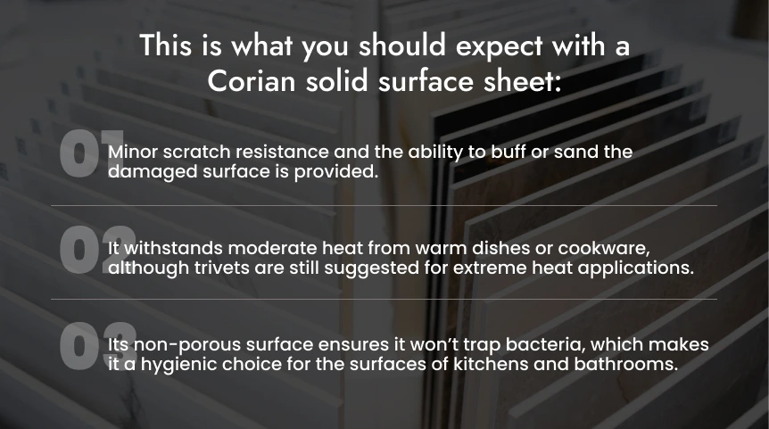 This is what you should expect with a Corian solid surface sheet